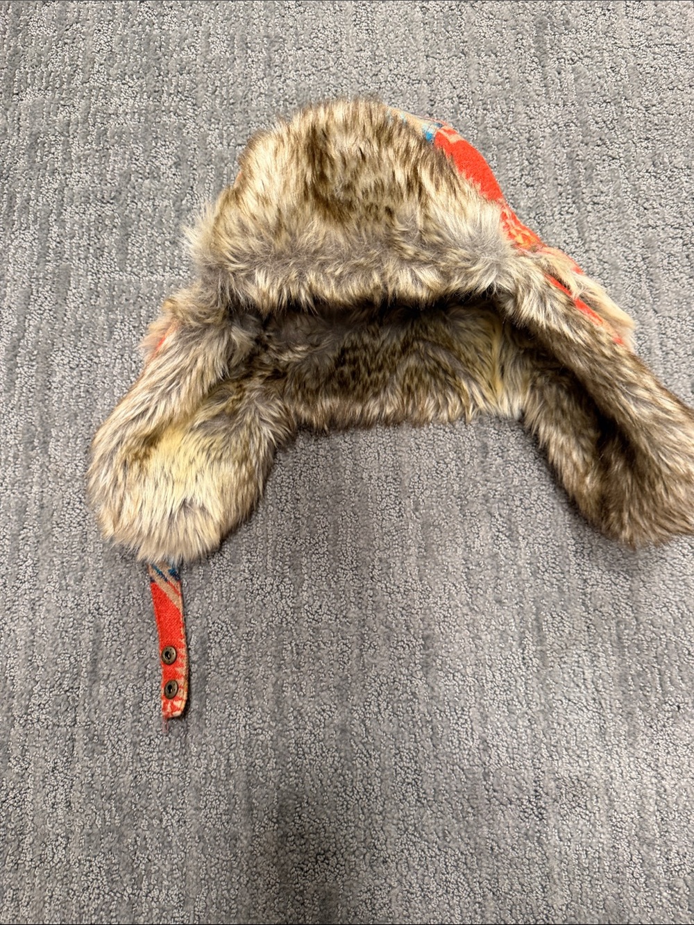 Pendleton women’s Faux Fur Trapper Hat in Brown and Orange